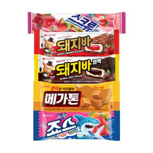 죠스바x10개+스크류바x10개+메가톤바x10개+돼지바x5개+돼지바블랙x5개