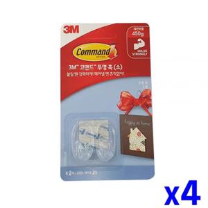 벽면 손상 없는 투명훅 소 x4개 붙이는후크 집게고리