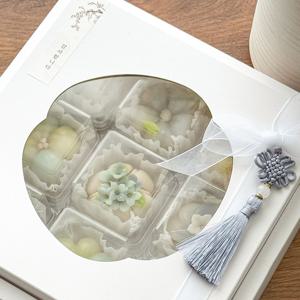 고급 답례품 떡 포장상자 명절 선물 박스 투명창상자 화과자9구 백련 5매