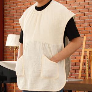 순면 거즈 아빠 턱받이 베이지 롱 수유 이유식 앞치마 침받이 트림패드
