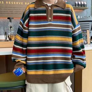 남자니트 카라 루즈핏 가을 스트라이프 남성 니트 스웨터