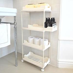 이동식 슬라이딩 4단 트롤리 틈새 선반 단수 조절 주방 욕실 다용도 세탁방 공간 활용
