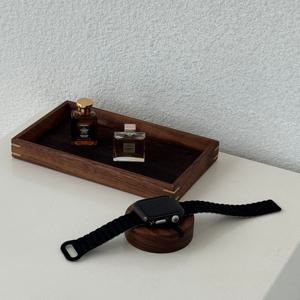 월넛 원목 애플 갤럭시 워치 미니 충전 독 스트랩 트레이 서재 침실 신발장 정리 용품