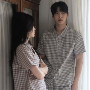 J'eu 코티지 타탄체크 반팔 파자마 잠옷 세트 2color, 2size