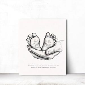 아기발도장 출산선물액자 육아 아기방 인테리어 캔버스 그림 S 31X41cm