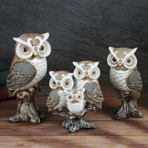 다섯 가족 돈 들어오는 금 부엉이 장식품 세트