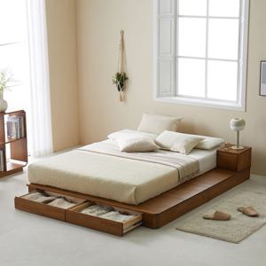 서클 무헤드 저상형 패밀리 서랍형 고무원목 침대프레임