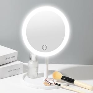 스탠드 LED 조명거울 탁상용 각도조절 충전식 원형 뷰티라이트 화장대거울 메이크업 무드등