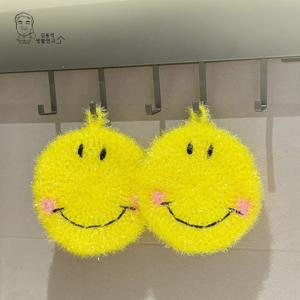 1+1 주방 스마일 수세미 아크릴 뜨개수세미 설거지 거품