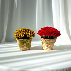 100송이 해바라기 카네이션 미니어처 꽃바구니