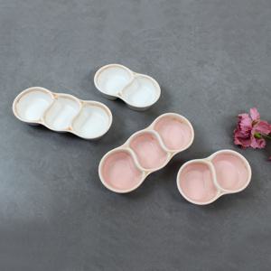 도자기 소스그릇 반찬접시 2칸 3칸 종지 완두콩 나눔소스볼(2color)