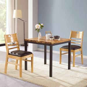 매장 업소용 원목 2인 스틸 식탁 의자 세트 1color