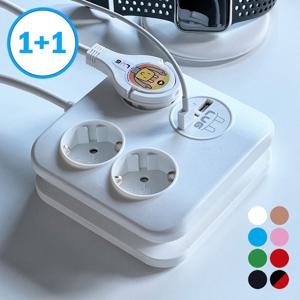 1+1 납작 멀티탭 플러그 인테리어 디자인 고용량 사각 USB 3구 1.4m 10color