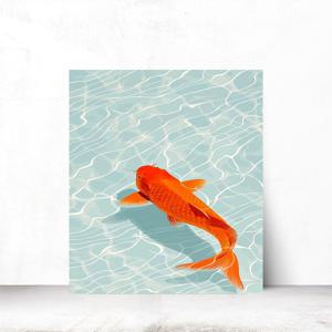 황금잉어그림 재물 승진 건강 현관 거실액자 인테리어 캔버스 31x41cm