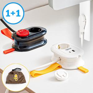 1+1 납작 멀티탭 디자인 인테리어 플러그 여행용 1구 C타입 USB 50cm 1.5m