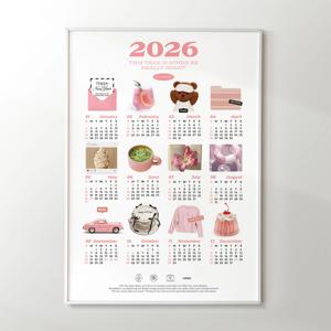 2026 한장 달력 인테리어 핑크 포스터 캘린더 벽꾸미기 홈카페 Pink