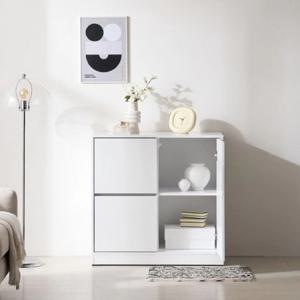 푸쉬도어 2단수납 2단철레일서랍 선반장 800 화이트