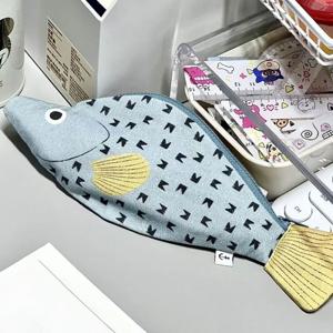 물고기 일러스트 필통 싱싱한 생선 파우치 새학기 선물 캔버스 필통