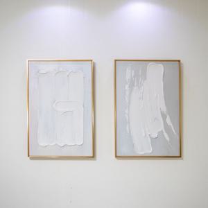 미니멀리즘 인테리어 유화 액자 골드 프레임 화이트 브러쉬 40x60
