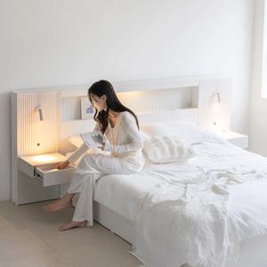 플레오 템바보드 호텔식 LED 수납 침대프레임 SS/Q (패널추가)