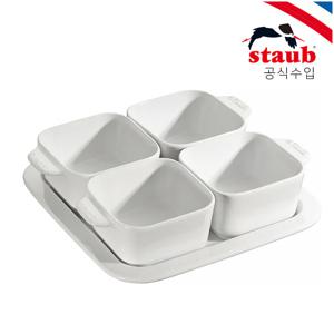 [1+1] 세라믹 사각서빙세트 화이트 5P ST40511-586
