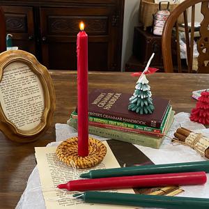 크리스마스 테이퍼 캔들  2color 인테리어 오브제 향초 홈파티 촛대 방향제 집들이 선물