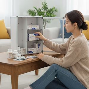 벽걸이형 구급함 사무실 공사현장 비치용 구급상자 약보관함 약통 알루미늄