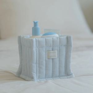 패브릭 누빔 바구니 정사각 수납 정리 바스켓 - 스트라이프