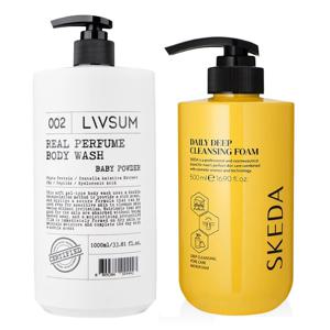 리얼퍼퓸 바디워시 1,000ml(베이비 파우더)+스케다 데일리 딥 클렌징폼 500ml