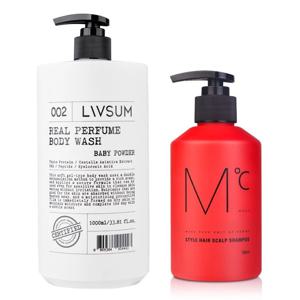 리얼퍼퓸 바디워시 1,000ml(베이비 파우더)+스칼프 샴푸 300ml