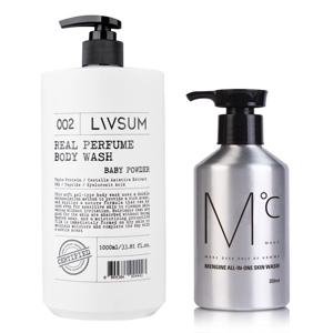 리얼퍼퓸 바디워시 1,000ml(베이비 파우더)+멘진 올인원 스킨 워시300ml
