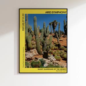 Arid Symphony 모던 미드센추리 사막의 선인장 인테리어 포스터