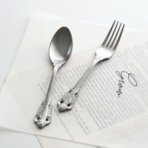 실버넌스 엔틱 커트러리 디저트 스푼 포크 2P 세트 양식기 레스토랑 신혼 집들이 선물