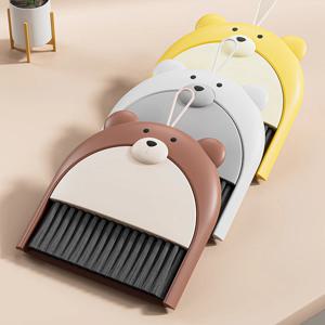 곰돌이 미니빗자루 책상 청소 빗자루 쓰레받기 세트
