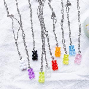 빈티지 크리스탈 비즈 우정 곰돌이 큐트 목걸이