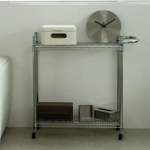 이동식 철제 조립식 무볼트 앵글 트롤리 2단 세탁실 정리 선반 바퀴 트레이 수납