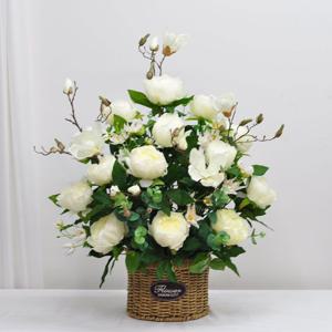 화이트작약 센터피스 조화 꽃바구니_ 성전 꽃꽂이 교회 법당 절 꽃꽂이 수반꽃 사방화