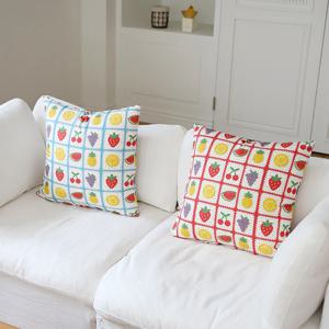 후르츠팝 뜨개 크로쉐 스타일 린넨 귀여운 쿠션 2color