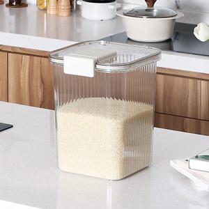 퀴진드마망 투명 진공 밀폐 쌀통 잡곡통 사료 보관 통(10kg)