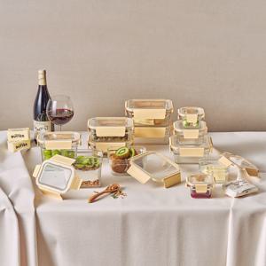 퓨어 유리 밀폐용기 혼합 12조(버터옐로우)