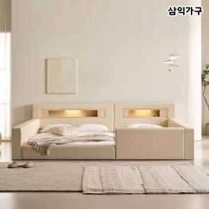 포레티 편백나무 LED가죽 패밀리 침대(매트포함) SS+SS/SS+Q/Q+Q 5Types