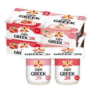 요플레 그릭 딸기 80g 8입 + 그릭 복숭아 80g 8입 (총 16입)