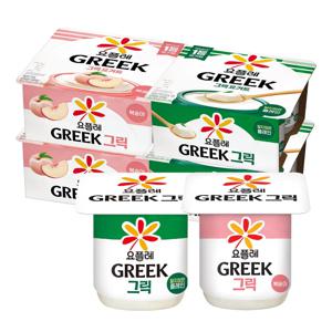 요플레 그릭 복숭아 80g 8입 + 그릭 달지않은 80g 8입 (총 16입)