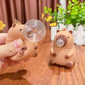 풍선 부는 카피바라 키링 인형 피규어 키홀더 가방고리 백꾸 가꾸 쓸없선 킹받는 선물