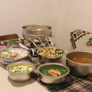 베어쿡 통3중 316Ti 무연마제 스텐냄비 티타늄 위생 찜기 겸용 찜솥 전골냄비