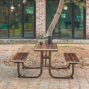 콜로세움 야외 테이블 연결된 피크닉 벤치의자 세트 (6인용)