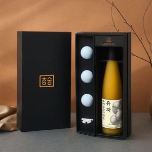 프리미엄 라운딩 선물세트(유자500ml + 타이틀리스트 골프공3입 + 위치마커)