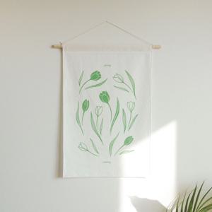 그린튤립 린넨 패브릭 포스터 식물 감성 인테리어 40x60cm