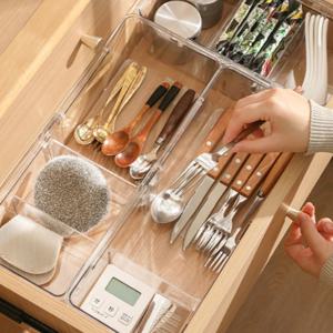 투명 맞춤 길이조절 싱크대 서랍 수저 커트러리 정리함 책상 속옷 양말 정리 트레이