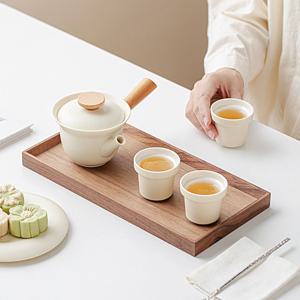 57도씨 우드핸들 다기 세트 다관 찻잔 3개